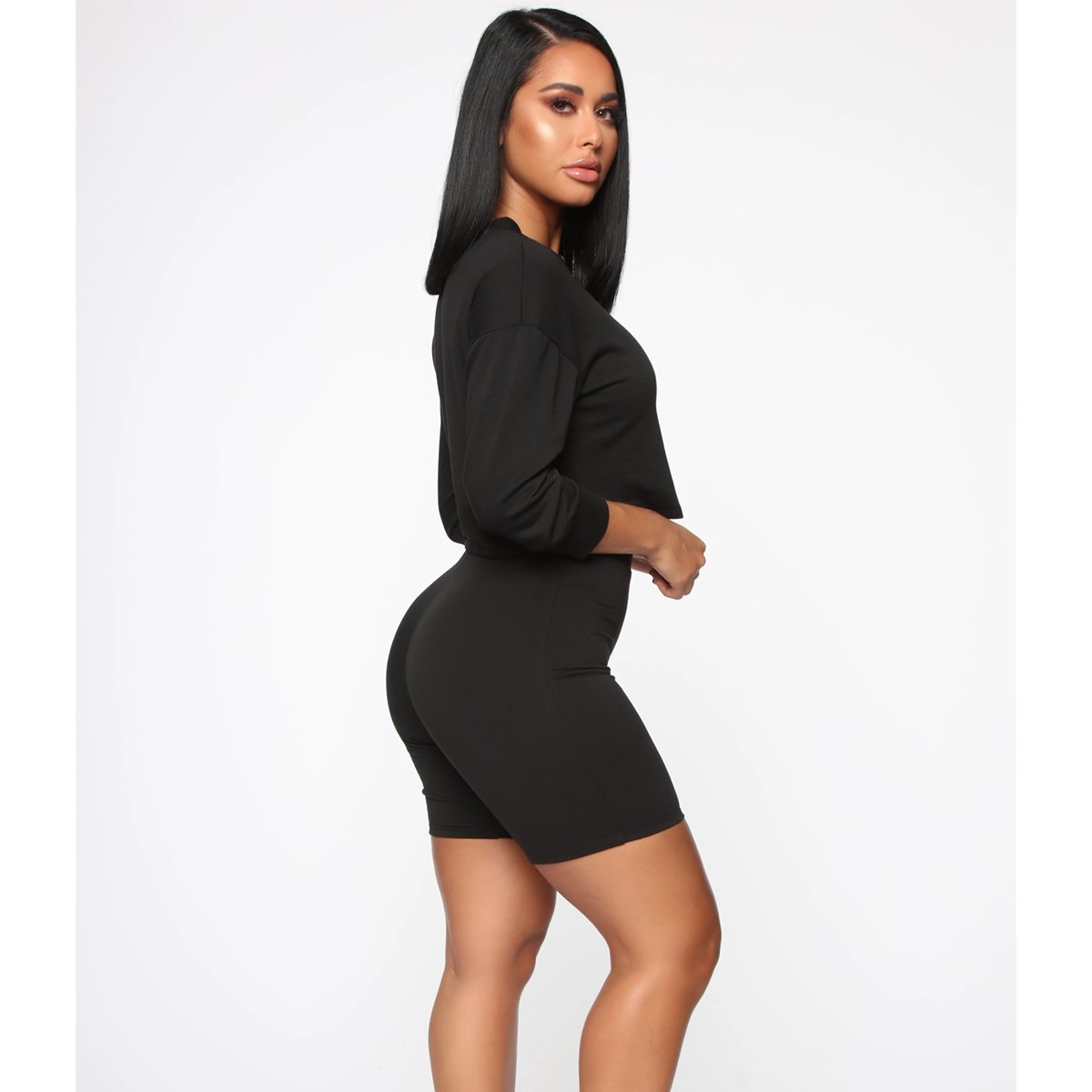 Custom Logo Casual Wear Half zip Crop Top And Biker Shorts Sets Blank 2 Piece Summer Set Women