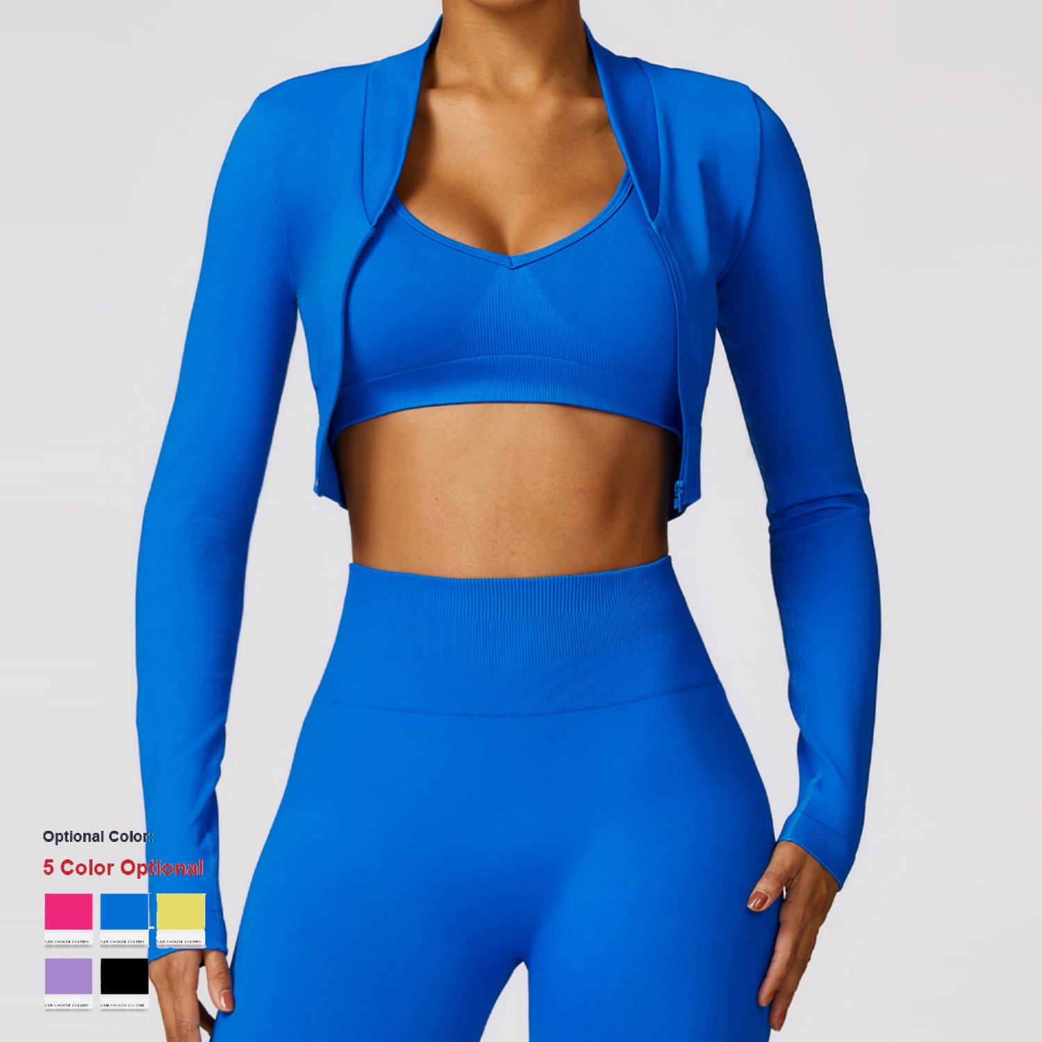 Custom Logo Winter Long Sleeve Workout Yoga Wear 3 Piece Set Seamless Women Gym Fitness Sportswear Flared Leggings 3Pcs Yoga Set