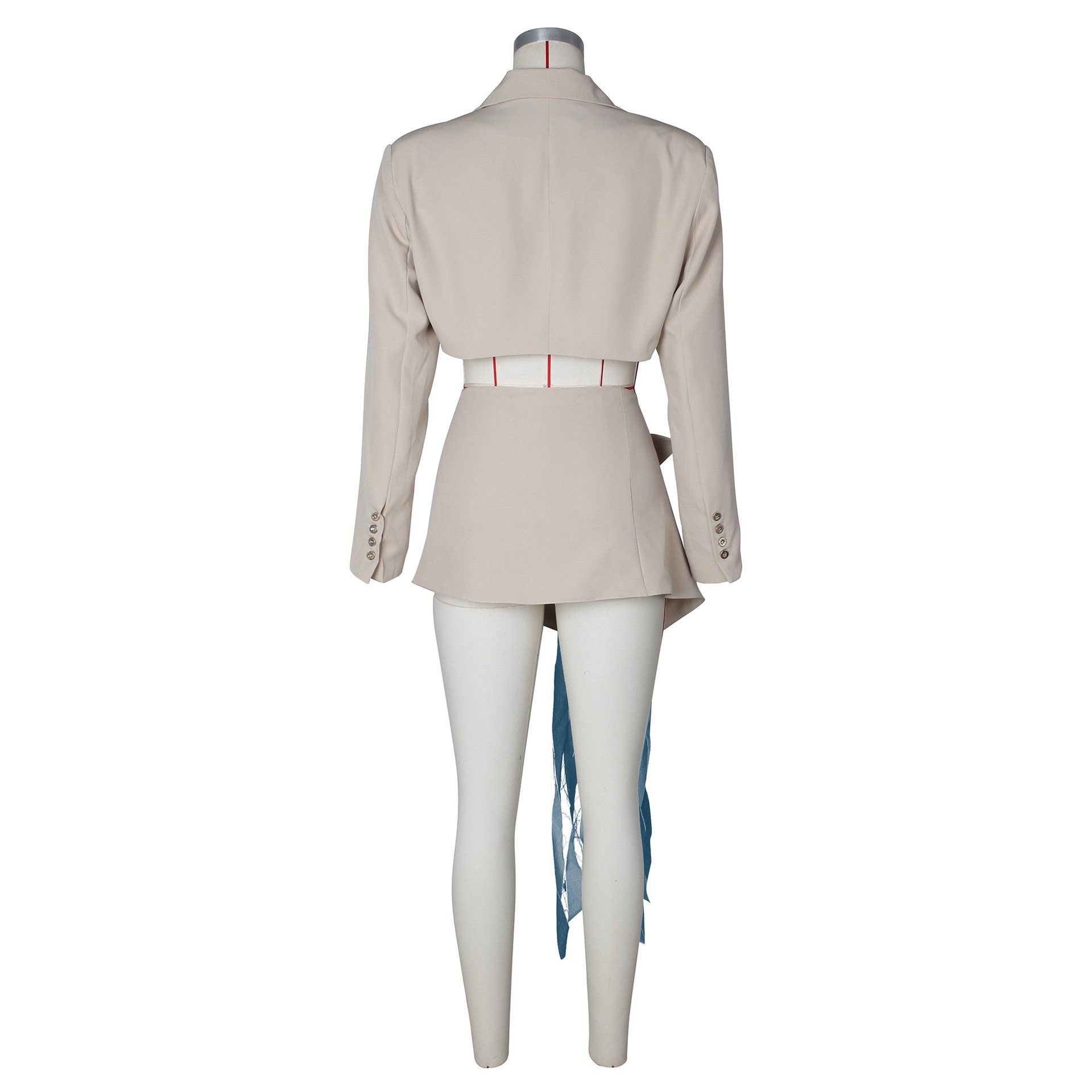 Latest Design Fall Outfits Solid Color Women's Blazers Top And Denim Bandage Mini Skirt Set For Women