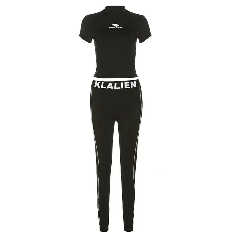 Body shaper pants for ladies letter print slim fit figure flattering streetwear top high waist trousers suit for women