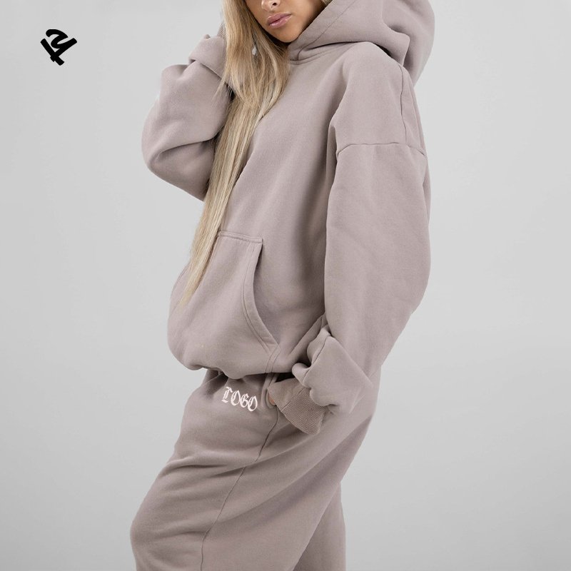 L801148 Custom Fitness Wear Jogger Gym Oversize Casual Hoodie Sweatshirt Two Piece Winter Warm Tracksuit Sets Womens Clothing