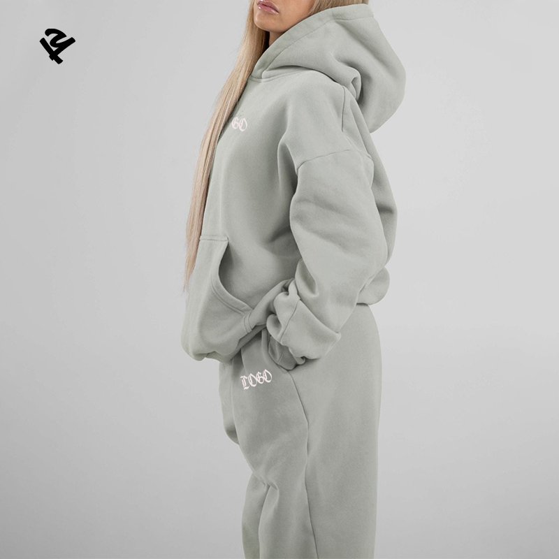 L801148 Custom Fitness Wear Jogger Gym Oversize Casual Hoodie Sweatshirt Two Piece Winter Warm Tracksuit Sets Womens Clothing