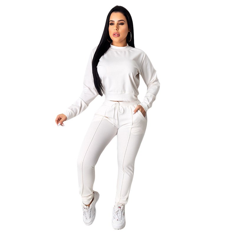 Custom Logo OEM 2024 New High Quality Two Piece Pants Set Women Blank Sweat Tracksuit Wholesale Crop Tops jogger Women's sets