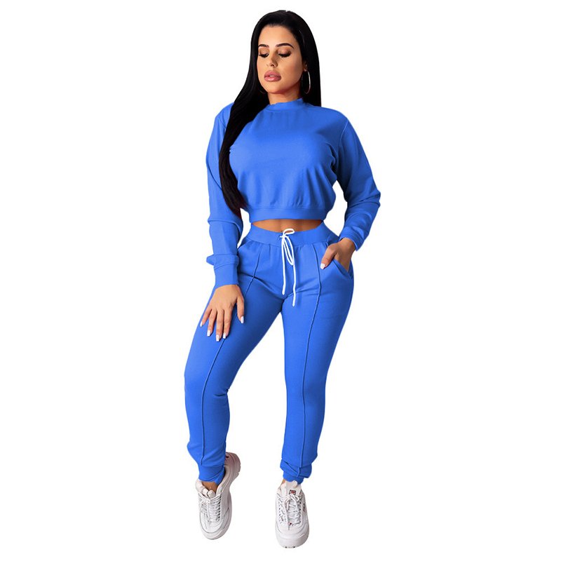 Custom Logo OEM 2024 New High Quality Two Piece Pants Set Women Blank Sweat Tracksuit Wholesale Crop Tops jogger Women's sets