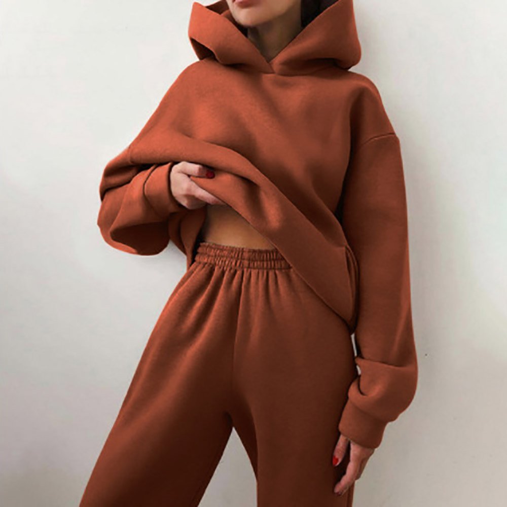 Factory Oversize Hoodies Tracksuits Outfits Fashion Custom Puff Print Logo Plus Size Gym Two Piece Set Jogger Plain Women'S Sets