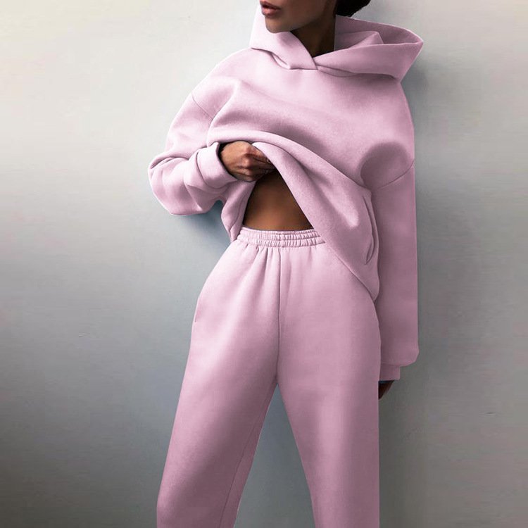 Factory Oversize Hoodies Tracksuits Outfits Fashion Custom Puff Print Logo Plus Size Gym Two Piece Set Jogger Plain Women'S Sets