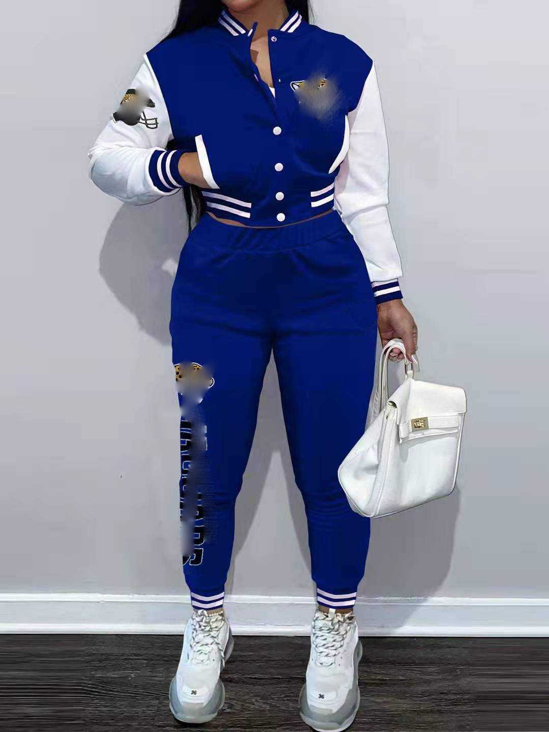 American football plus size women's sets sport botton baseball uniforms sweatsuit ladies jacket and pants women two piece set