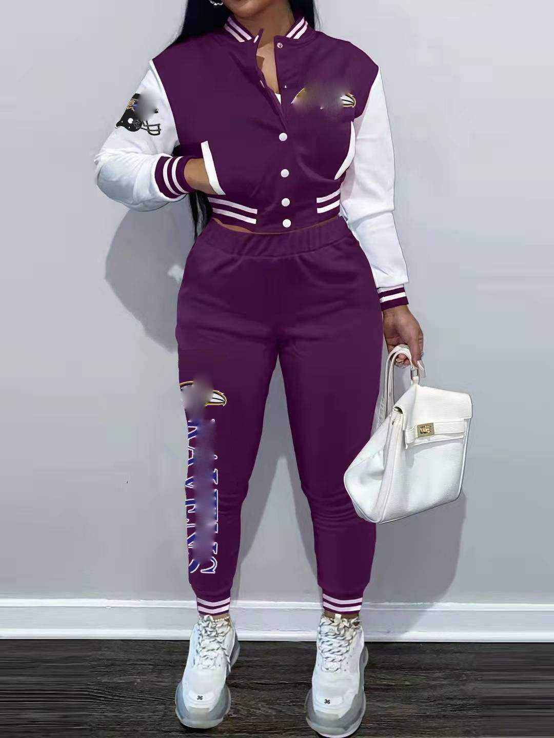 American football plus size women's sets sport botton baseball uniforms sweatsuit ladies jacket and pants women two piece set