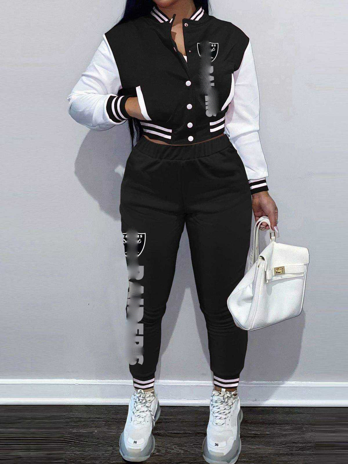 American football plus size women's sets sport botton baseball uniforms sweatsuit ladies jacket and pants women two piece set
