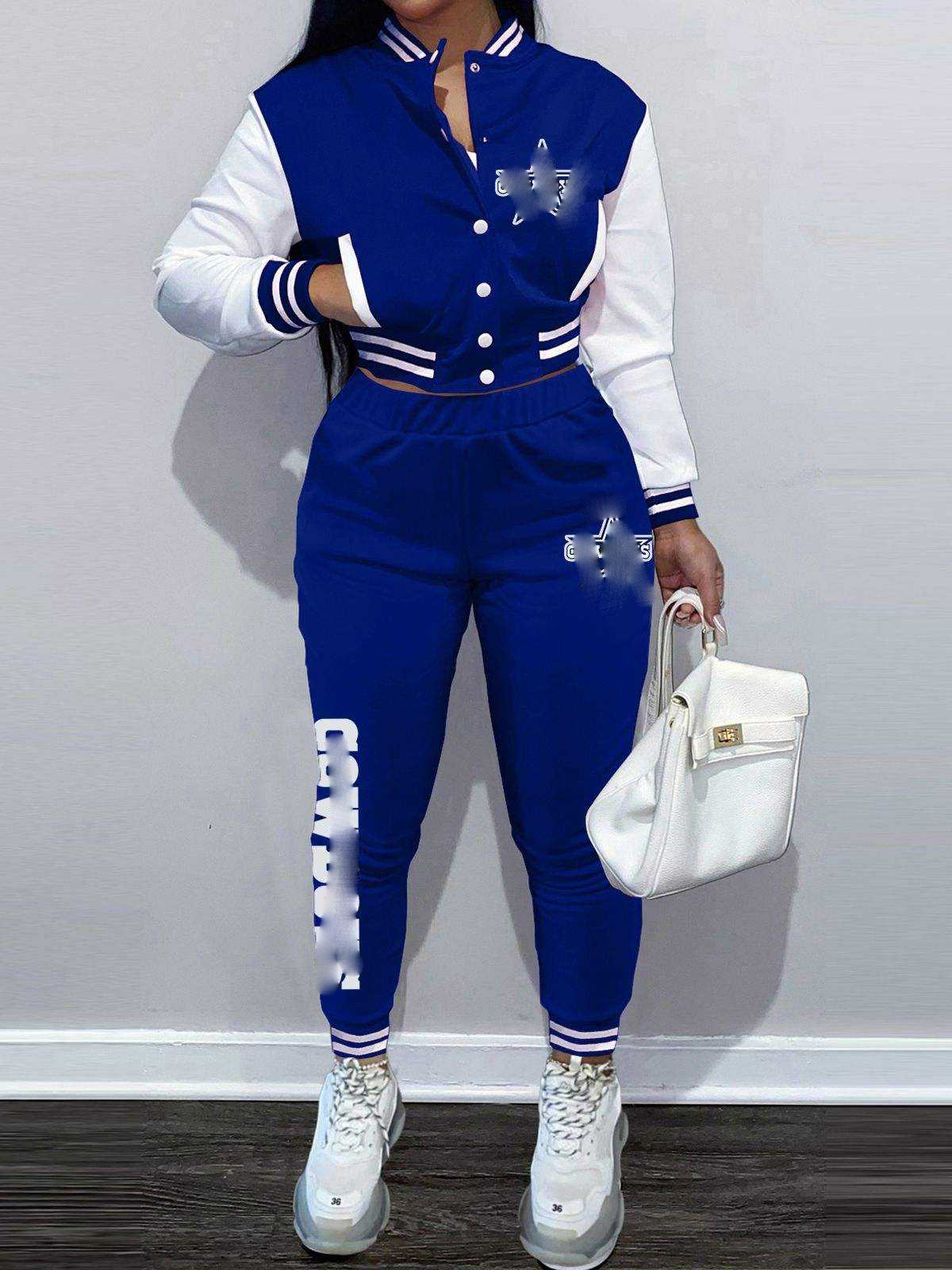 American football plus size women's sets sport botton baseball uniforms sweatsuit ladies jacket and pants women two piece set