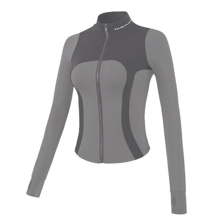 Bashasports Tight standing neck yoga coat elastic zippered top fitness quick drying jacket women's sports long sleeved shirt
