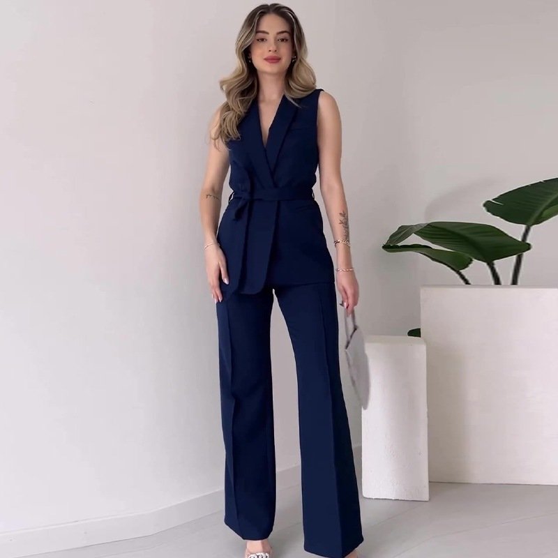 TWOTWINSTYLE Elegant Women's Three Piece Sets Sleeveless Tops And Straight Pants Two Piece Set For Women