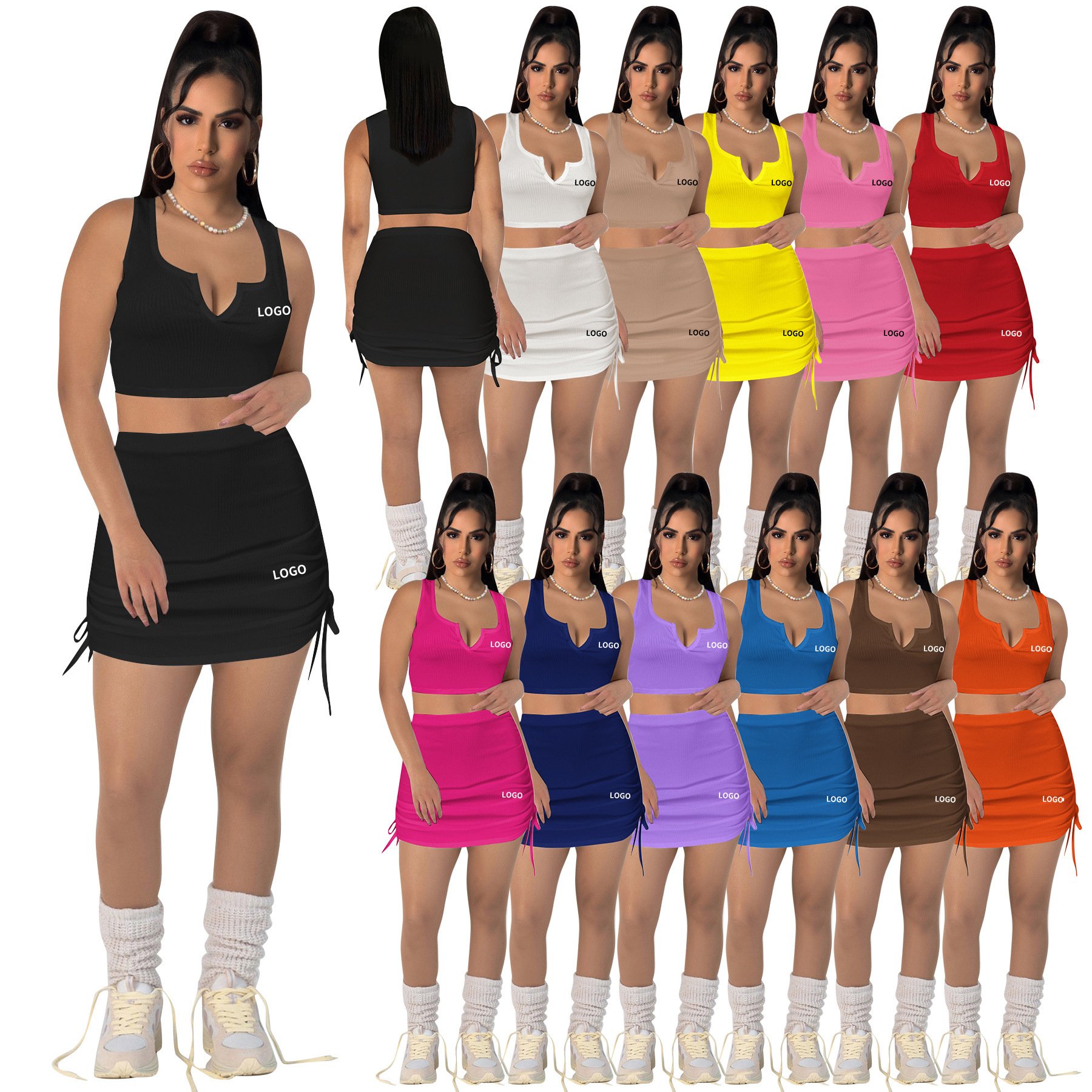2024 New Arrival Summer Designer Clothes Women's Short Vest And Skirts Fashion Street Casual Two Piece Women's Sets