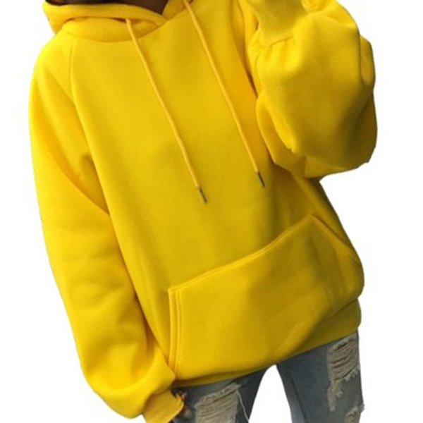 Most selling High Quality Blank Cotton Yellow Hooded Plus Size Pullover Sweatshirt Plain Oversized Custom Women's Hoodies