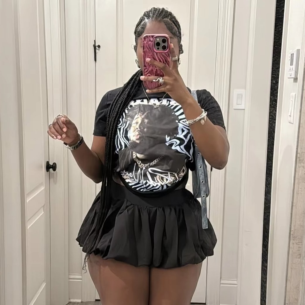 C0518 New Fashion Summer Street Versatile Casual Simple Y2K Printed Women's Short Skirt Set