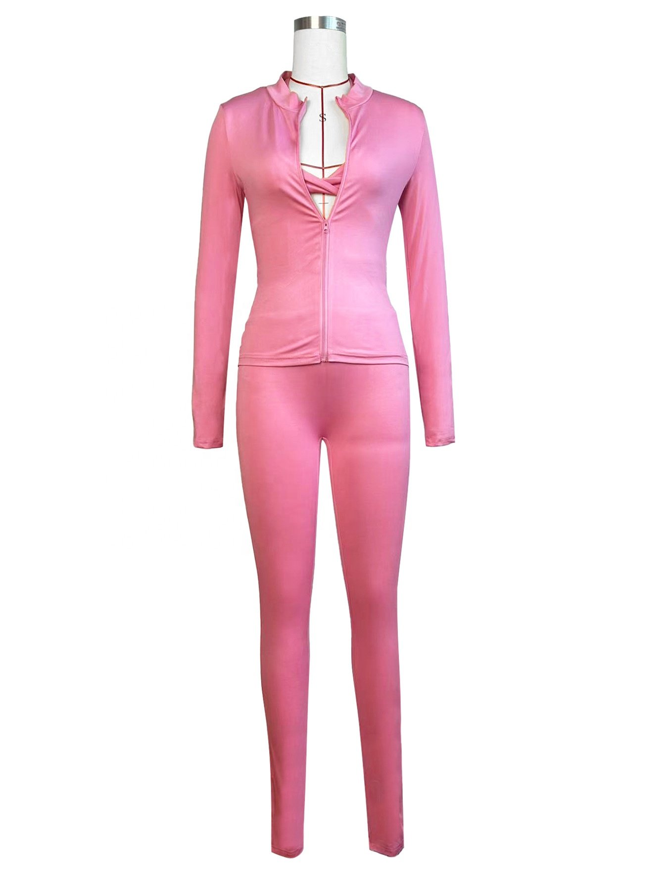 Custom 3 Pieces Sets Fitness 2024 Fall Women Clothes Gym Suit Jacket Sexy Back Bra High Waist Leggings Female Workout Sportswear