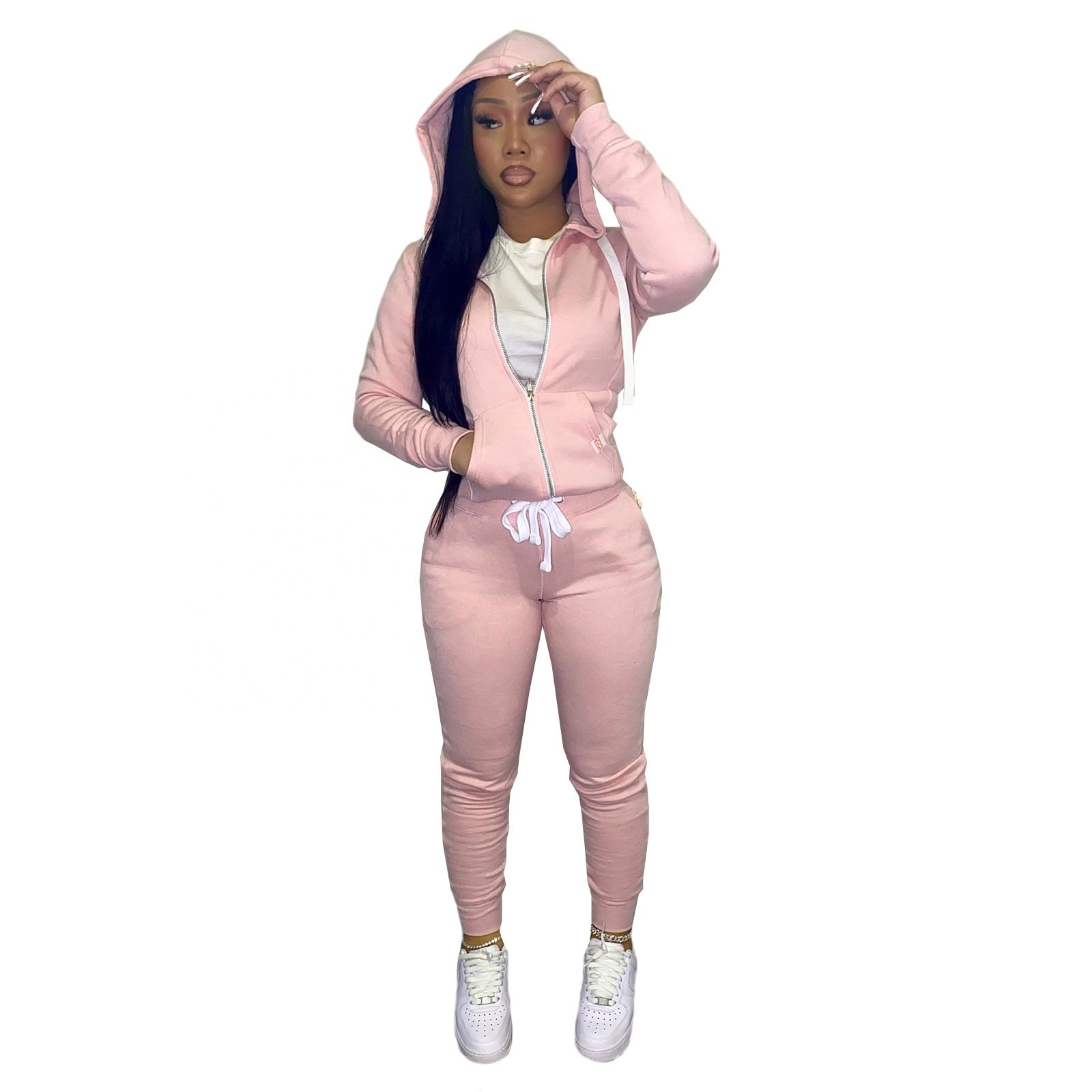 2024 New Plus Size Women'S Sportswear Set Custom Logo Sports Soccer Tracksuits Outfits Two Piece Set 2 Piece Set Jogger
