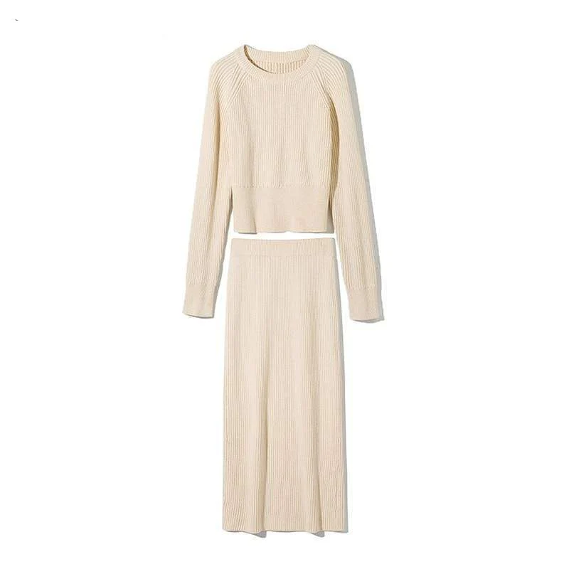 women's stretch sweaters suits Two Piece Knitted Skirt Warm Set Fit Knitted Sweaters women track sweat suit