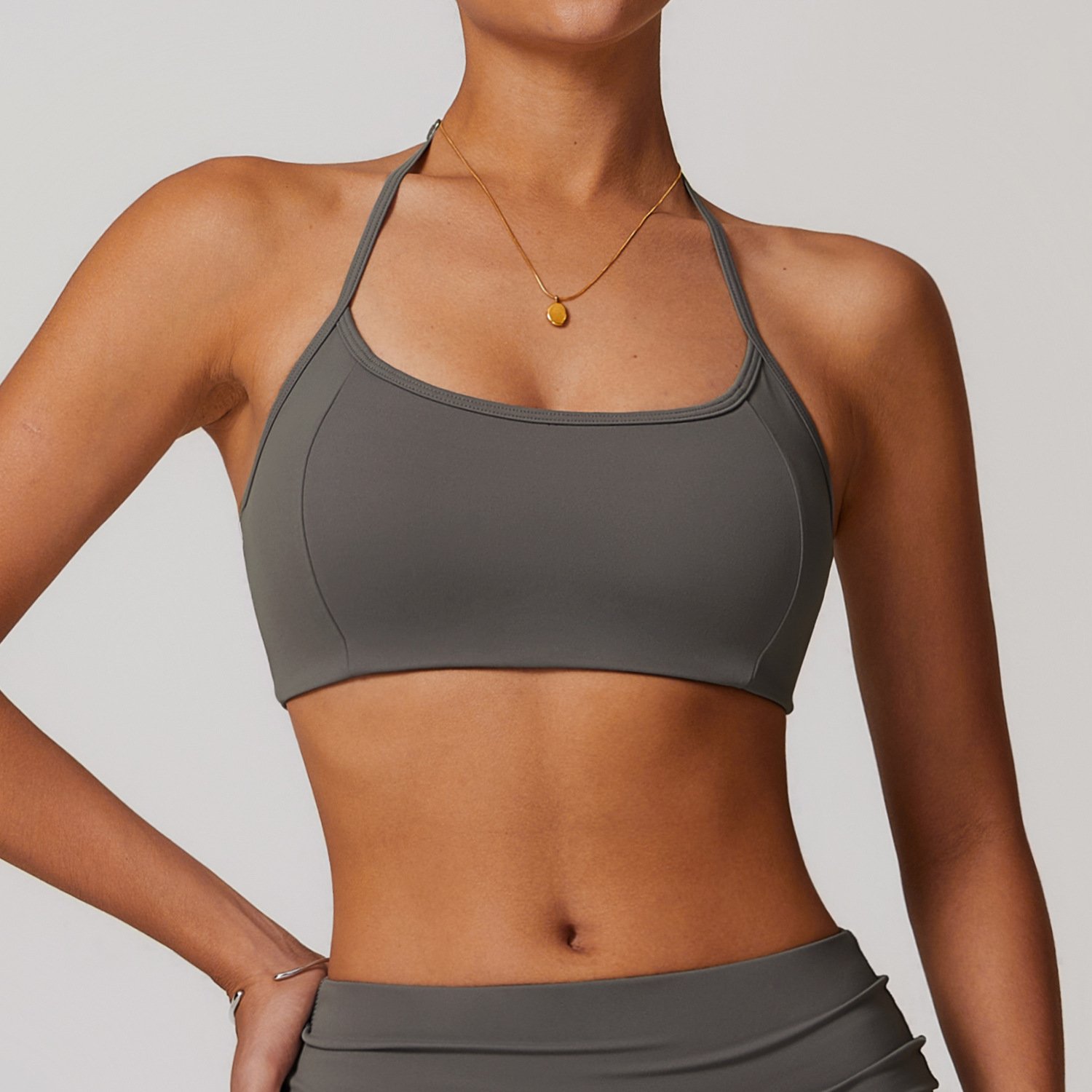 Wholesale Custom Women's Hang Neck Sportswear Cross Back Sports Bra Shorts Ladies Yoga 2 Piece Set Fitness Apparel Clothing