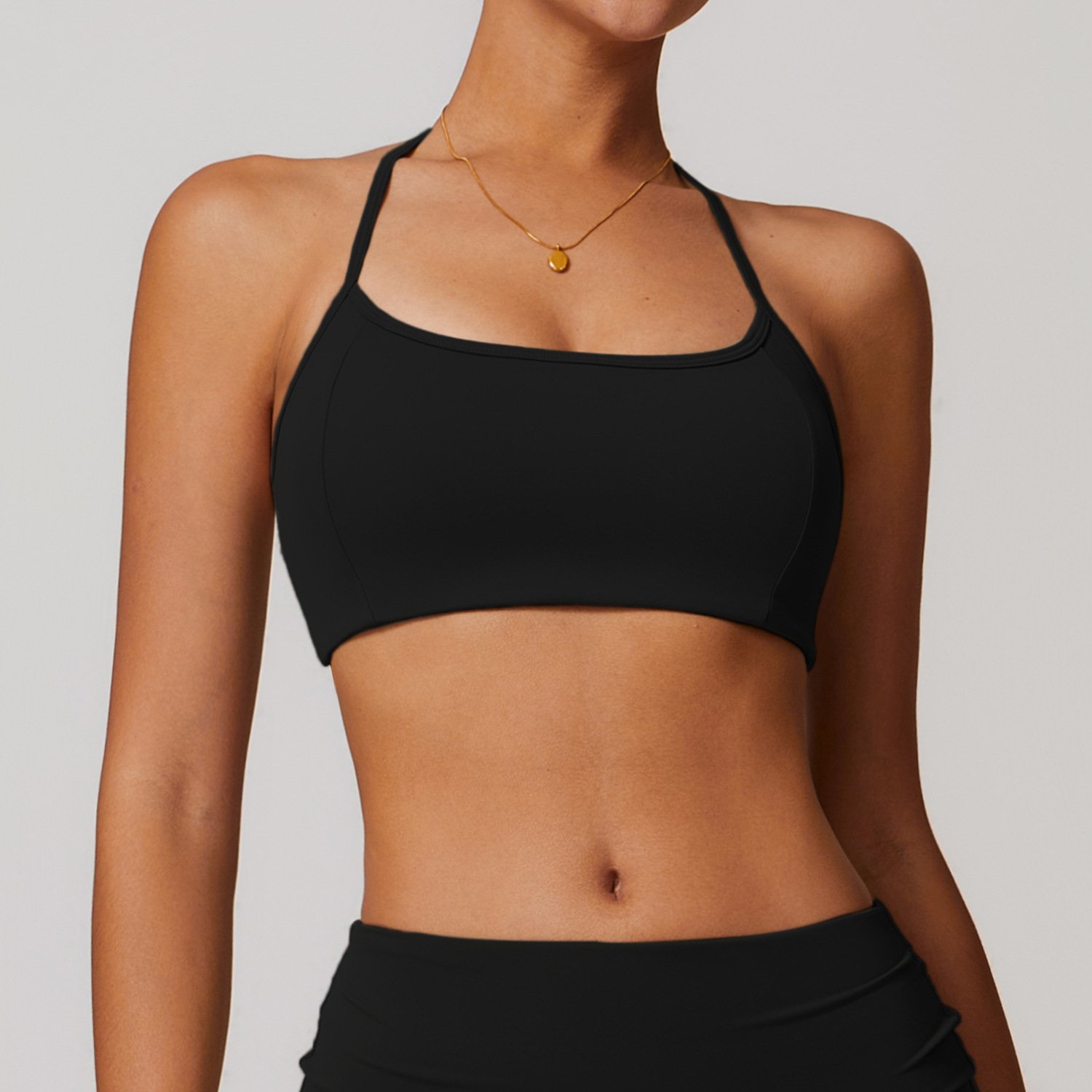 Wholesale Custom Women's Hang Neck Sportswear Cross Back Sports Bra Shorts Ladies Yoga 2 Piece Set Fitness Apparel Clothing