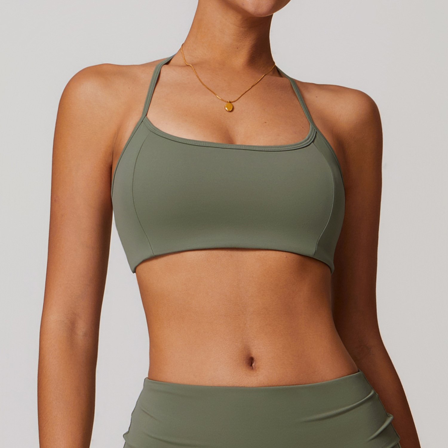 Wholesale Custom Women's Hang Neck Sportswear Cross Back Sports Bra Shorts Ladies Yoga 2 Piece Set Fitness Apparel Clothing