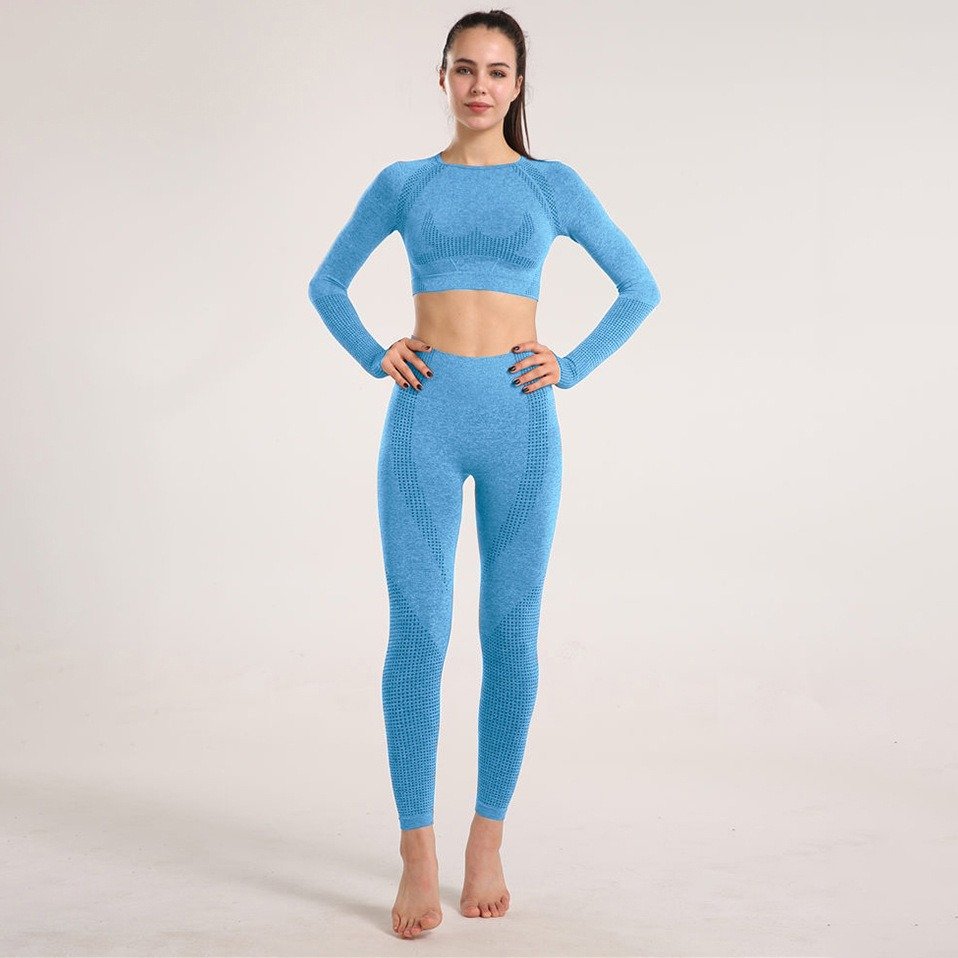 100% Nylon Seamless Gym Clothing Workout Gym Fitness Sets sports fitness clothing Girls Sportswear Running Gym Suit For Women