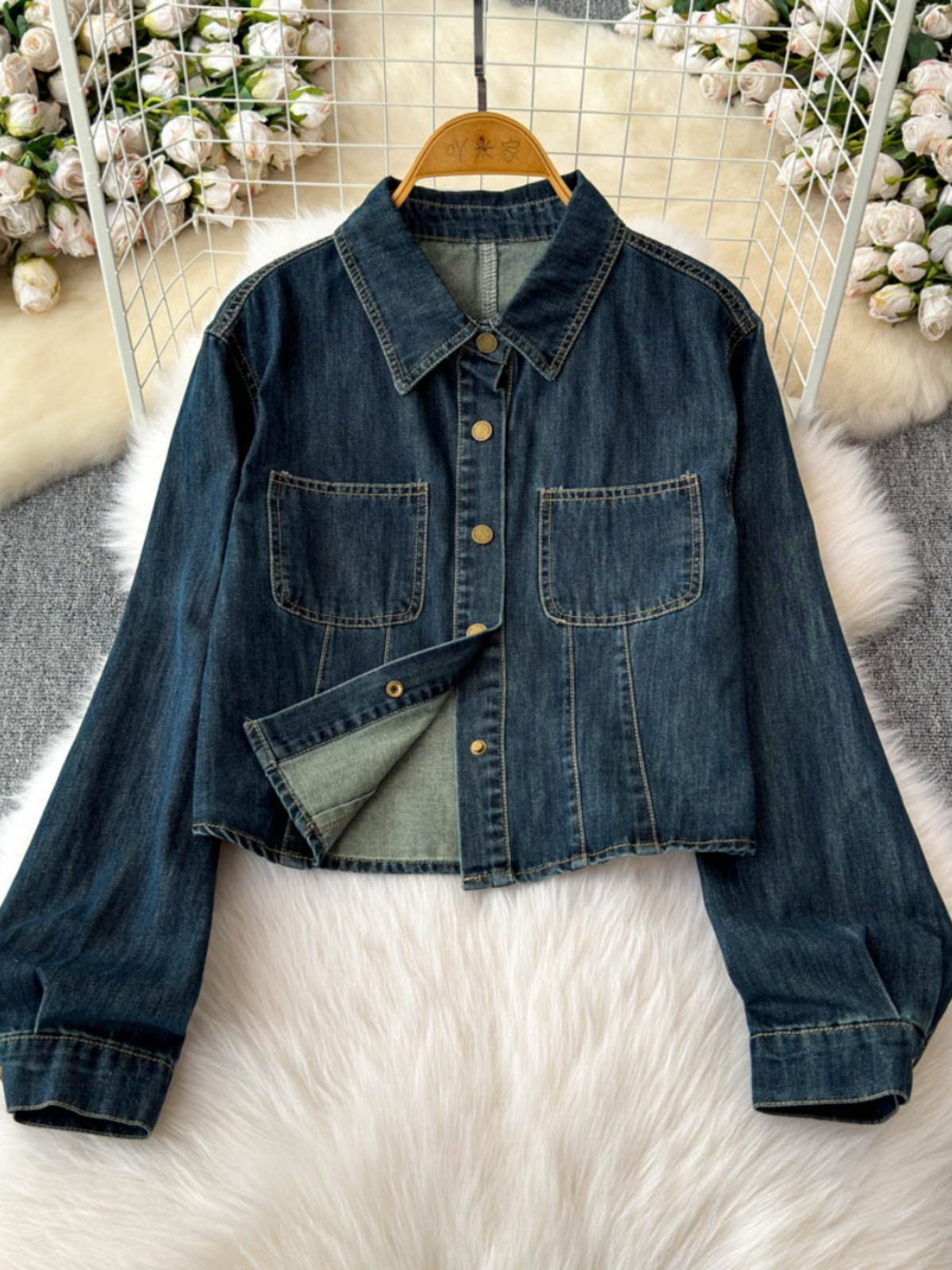 Boutique Wholesale 2024 Autumn New Fashion Retro Temperament Lapel Denim Shirt Camisole Vest Women's Set