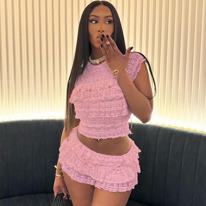 W23S30259 New Arrivals 2 Piece Set Women Halter Top Maxi Skirt Solid Women's Sets Knitted Summer Outfits
