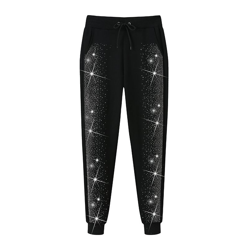 Custom OEM Summer 2 pieces short set Suit Bling Crystal Decorated Women'S Clothing Tracksuit Rhinestone Hoodie Set
