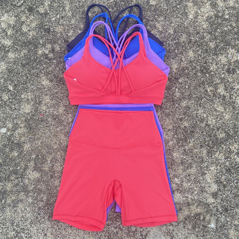 Solid Color Fitness Suit High Waist Legging Cross Back sports Bra athletic Gym Yoga Set Women 2 Piece