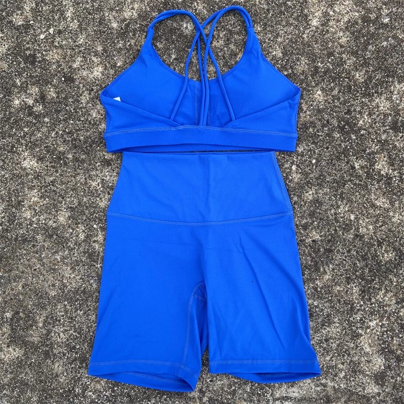 Solid Color Fitness Suit High Waist Legging Cross Back sports Bra athletic Gym Yoga Set Women 2 Piece