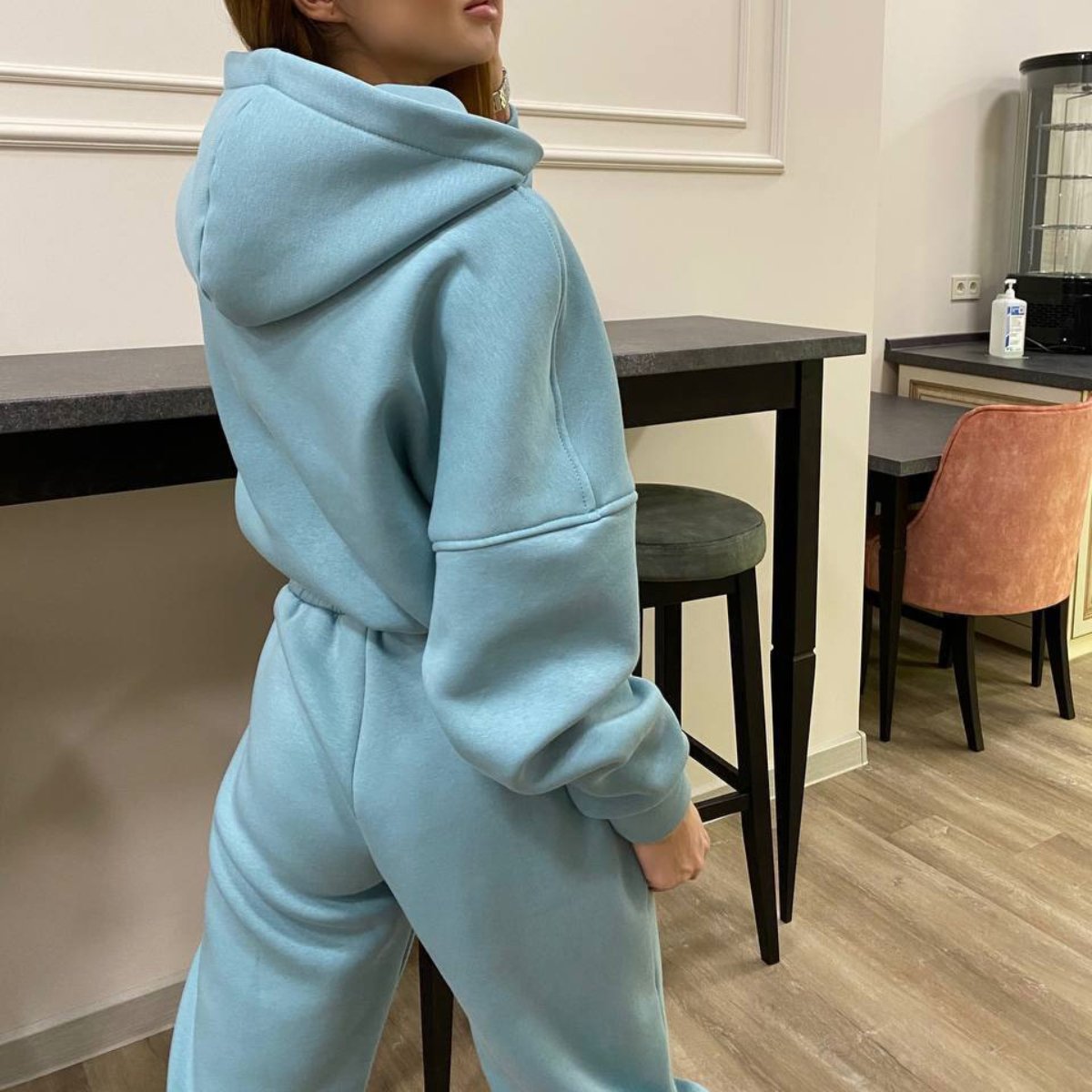 Wholesale Custom LOGO Fleece Casual Hoodie Joggers No String Women 2 Piece Pants Sets Tracksuit