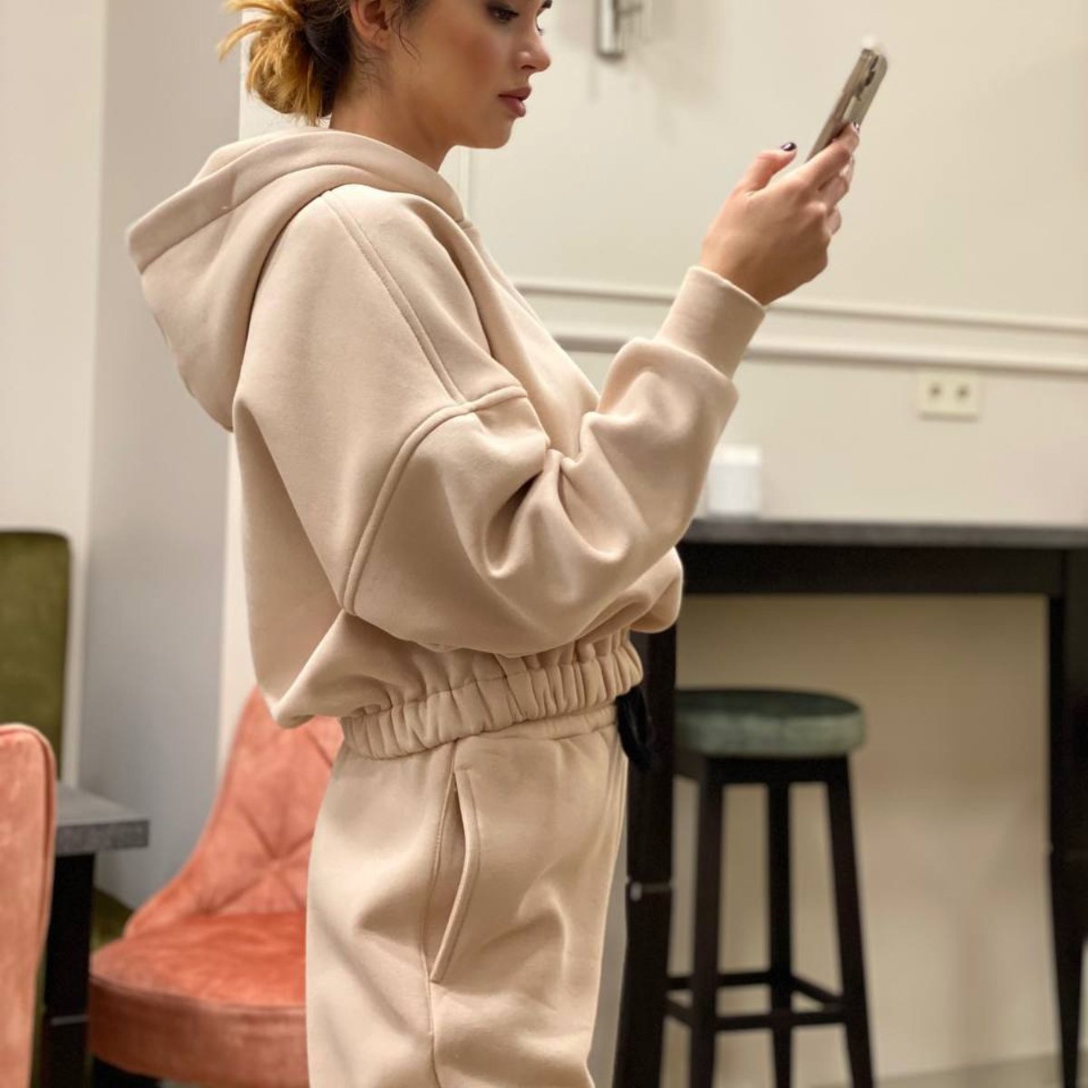 Wholesale Custom LOGO Fleece Casual Hoodie Joggers No String Women 2 Piece Pants Sets Tracksuit