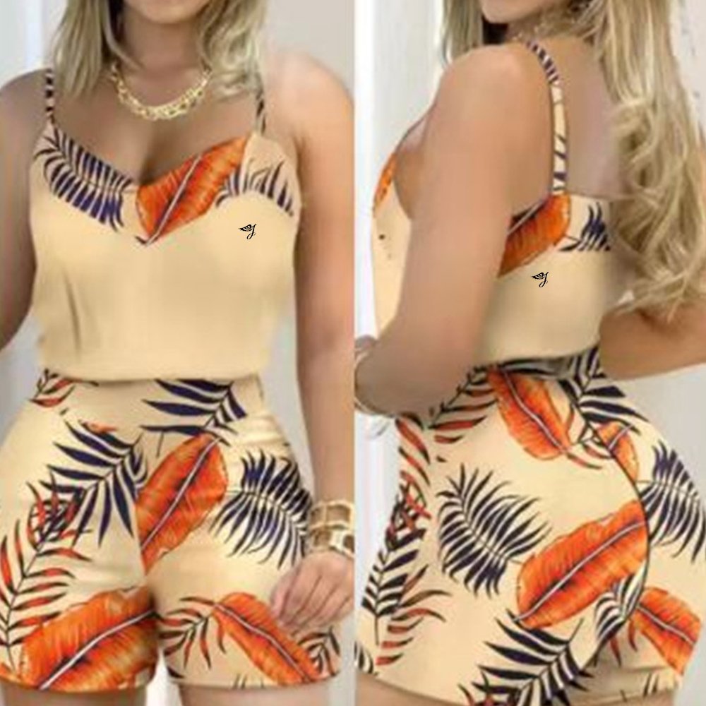 SMO Summer Beach Casual Women's Sets For Female Shorts Set With Print Women's Sets