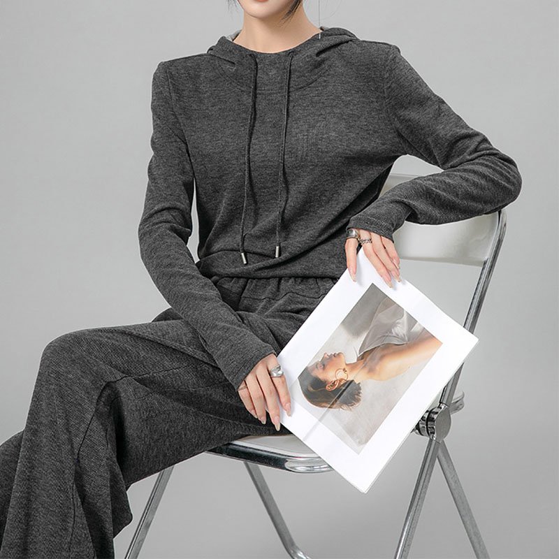 Gray Pullover Trousers Pants 2 Piece Set Streetwear Sweatsuit Oversized Sweatshirts Hoodies Women's Sets Custom Tracksuit