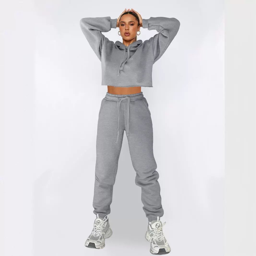 Women Set Top Quality Heavy Weight Streetwear Custom women's two piece sets Terry Tracksuit Sweatpants Hoodie Women