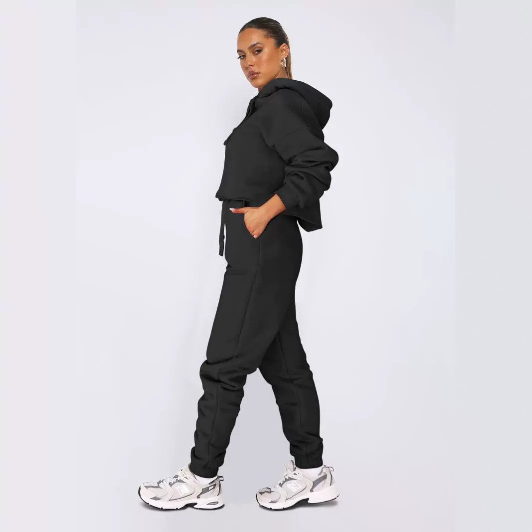 Women Set Top Quality Heavy Weight Streetwear Custom women's two piece sets Terry Tracksuit Sweatpants Hoodie Women