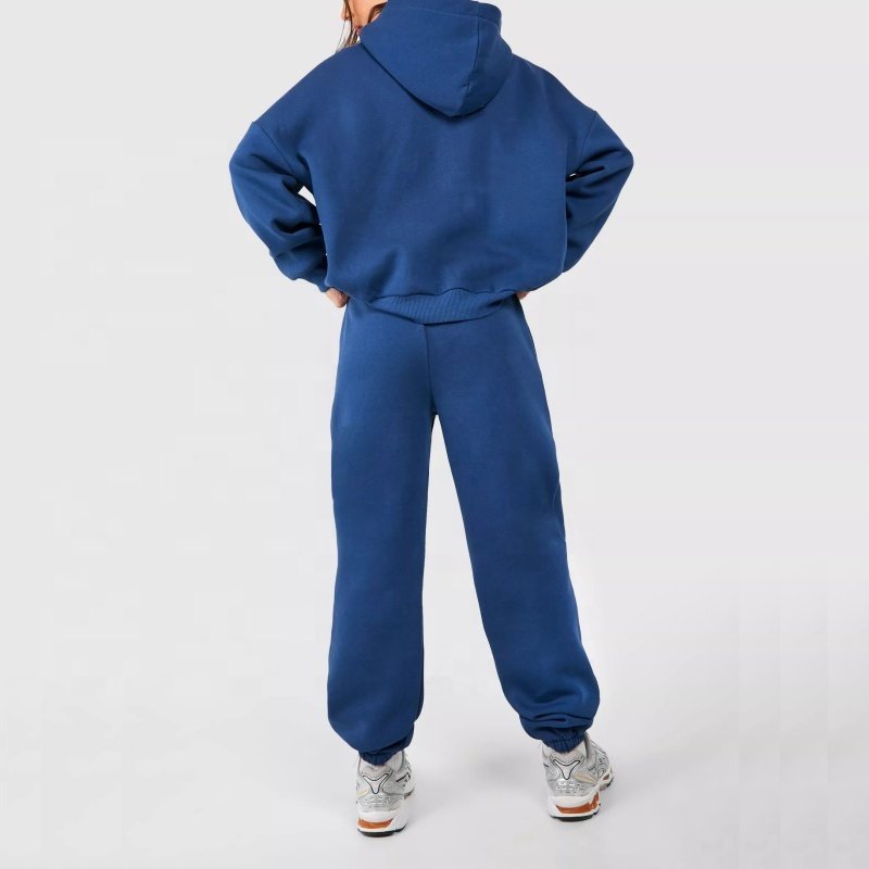 Hot Fashion Hoodie Jogger Sweatsuit Customize Workout Street Wear 2 Pieces Set Women Oversize Fleece Terry Tracksuit
