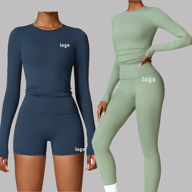 New OEM Compression Yoga Crop Top Tank Top Women Sports T shirt Gym Fitness Sets Workout Shorts Yoga Legging Custom