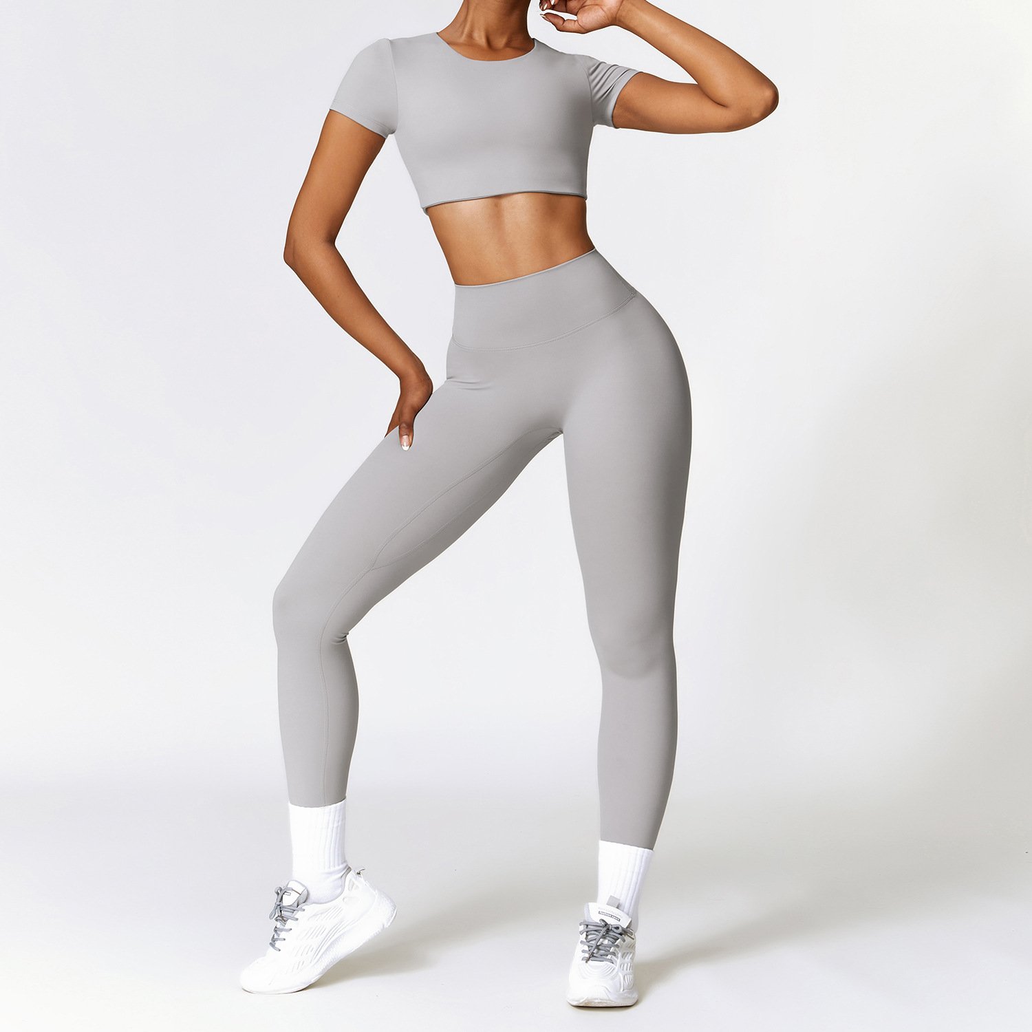 New OEM Compression Yoga Crop Top Tank Top Women Sports T shirt Gym Fitness Sets Workout Shorts Yoga Legging Custom