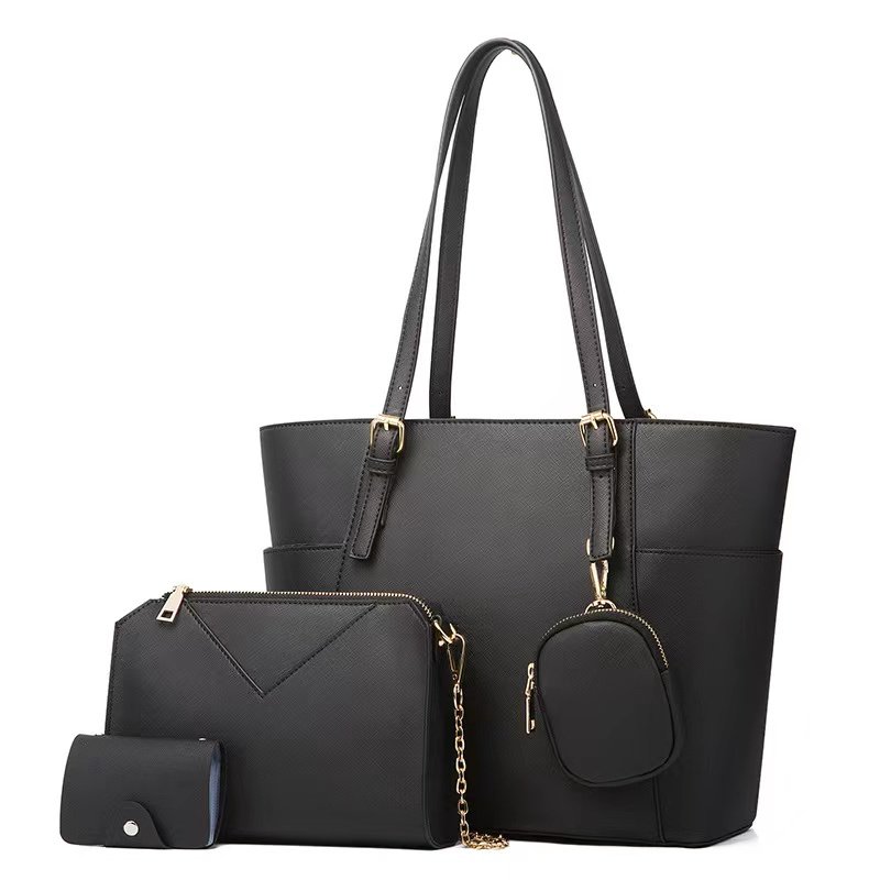 Susen Chrisbella Hot Sale Large Capacity Fashion Tote Bag Pu Letter Printing Bag Women Handbag 4 pieces per set
