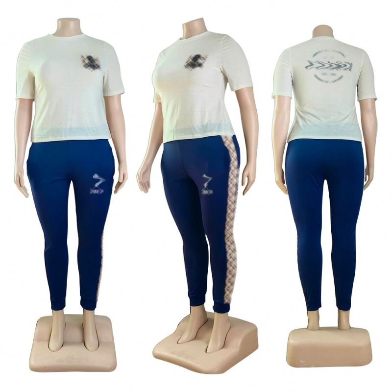 New arrivals 2024 women brand clothing Summer new fashion casual two piece set short sleeved long pants Plus Size Women's Sets