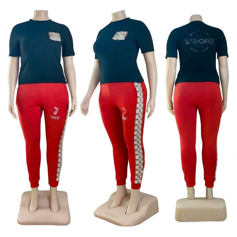 New arrivals 2024 women brand clothing Summer new fashion casual two piece set short sleeved long pants Plus Size Women's Sets