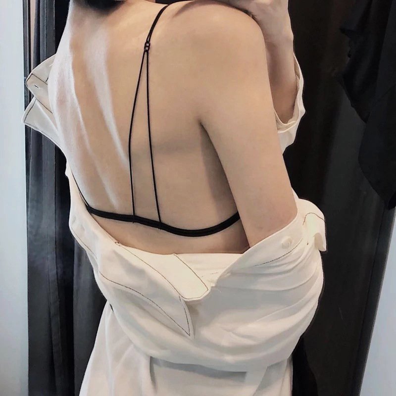 Sexy Backless Lingerie Set Front Button Triangle Cup Bra Set Without Steel Ring Lingerie Pants Set
