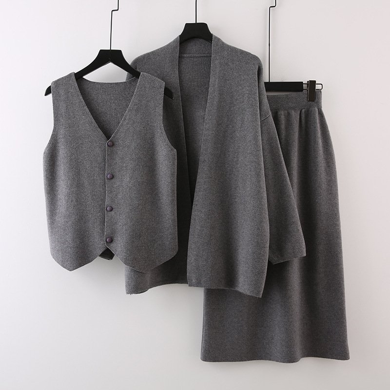 Boutique Wholesale 2024 Autumn New Fashion High-end Sweater Vest Half Skirt Women's Set