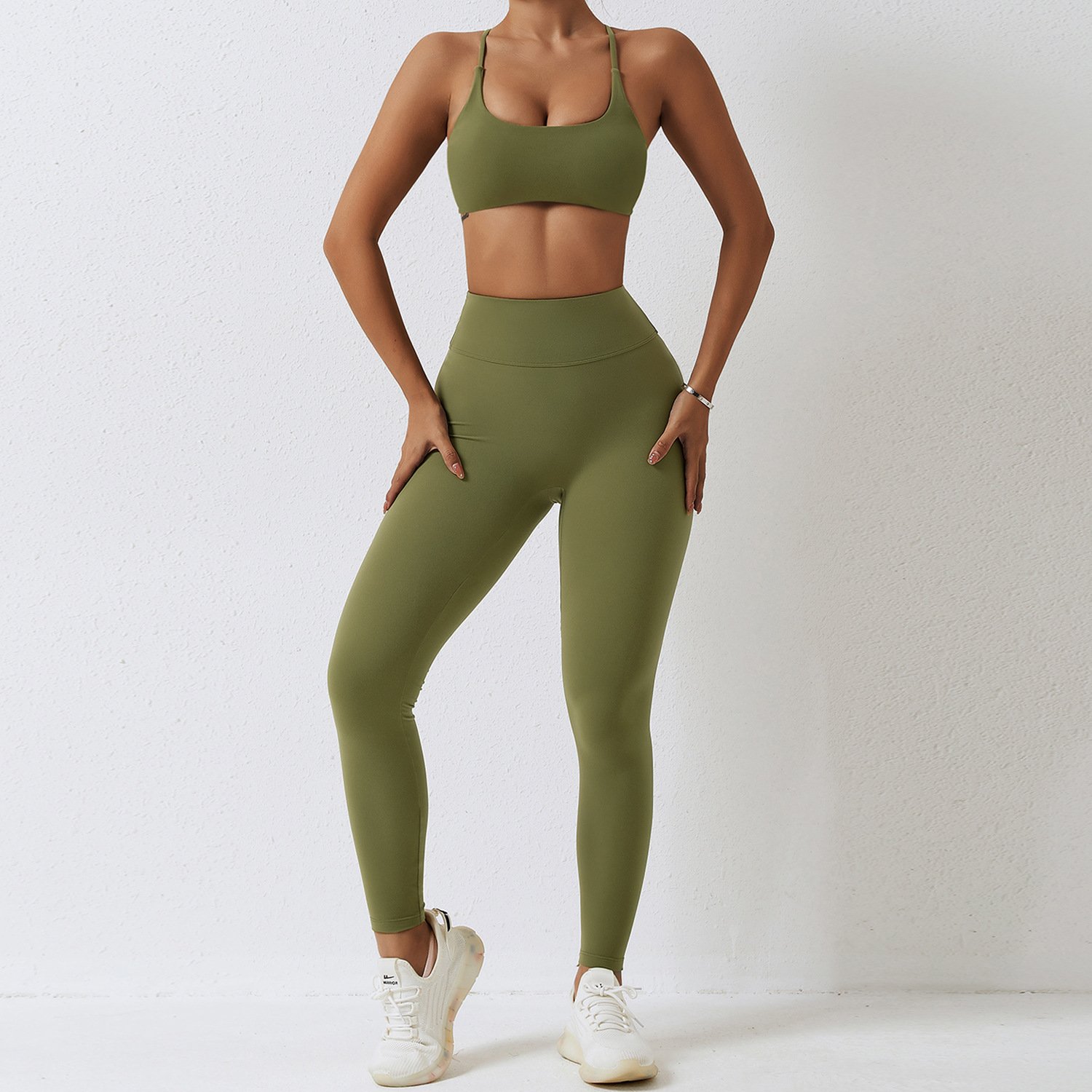 Custom Logo Women Sport Clothes Ladies Gym Fitness Active Wear High Waisted Pants 2 Piece Set Seamless Yoga Set