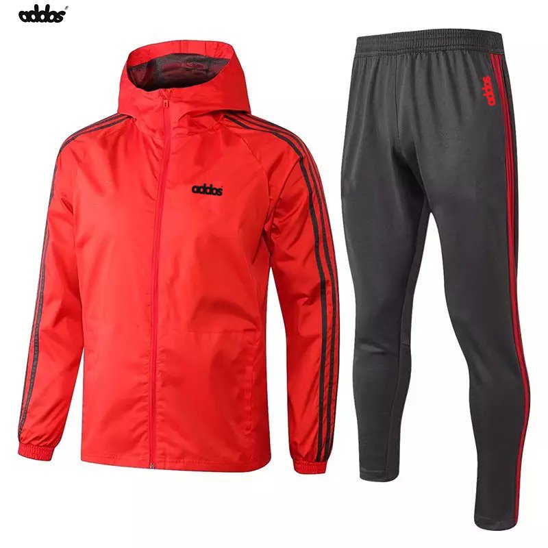 Wholesale Black Thai Quality Soccer Windbreaker Jacket Football Training Jogging Hooded Tracksuit For Men