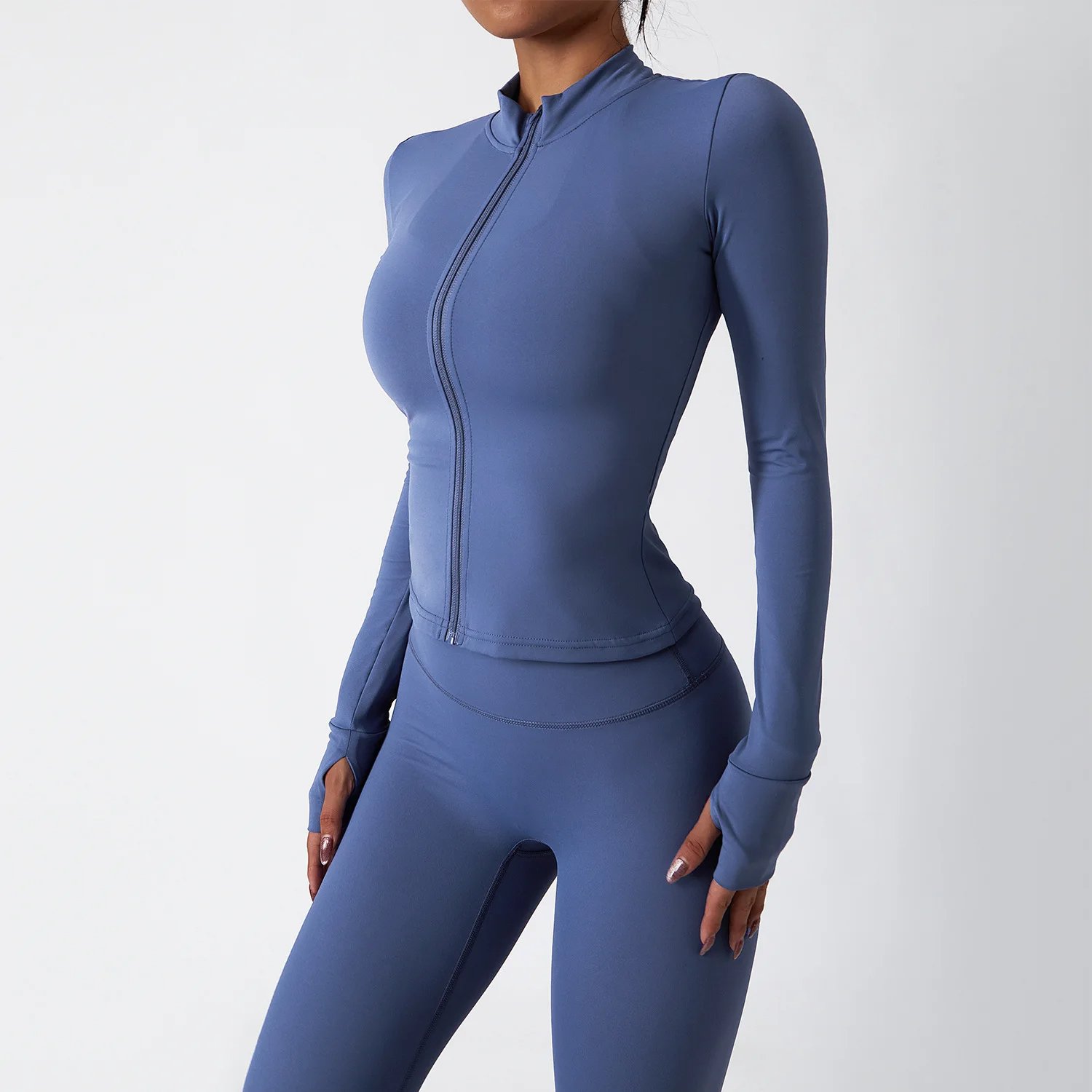 Women Halter Bra High Waist Pant Yoga Suit Lady Crop Top Bound Feet Tights Gym Sets Female Full Zip Long Sleeve Sports Jacket