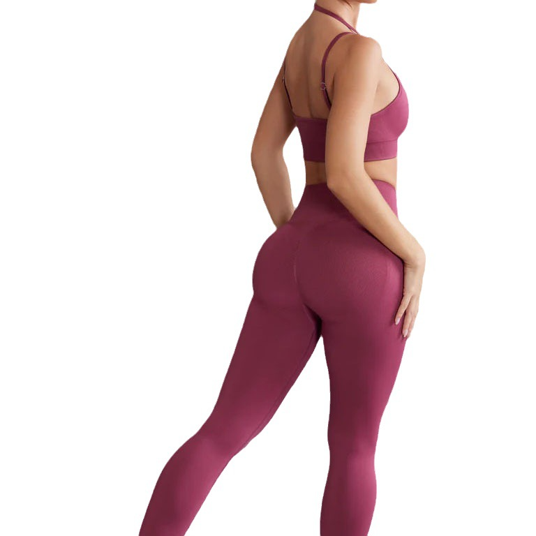 New Seamless Yoga Dress Women's Set Sports Bra Hanging Neck Strap Underwear Women's Sports Yoga Pants