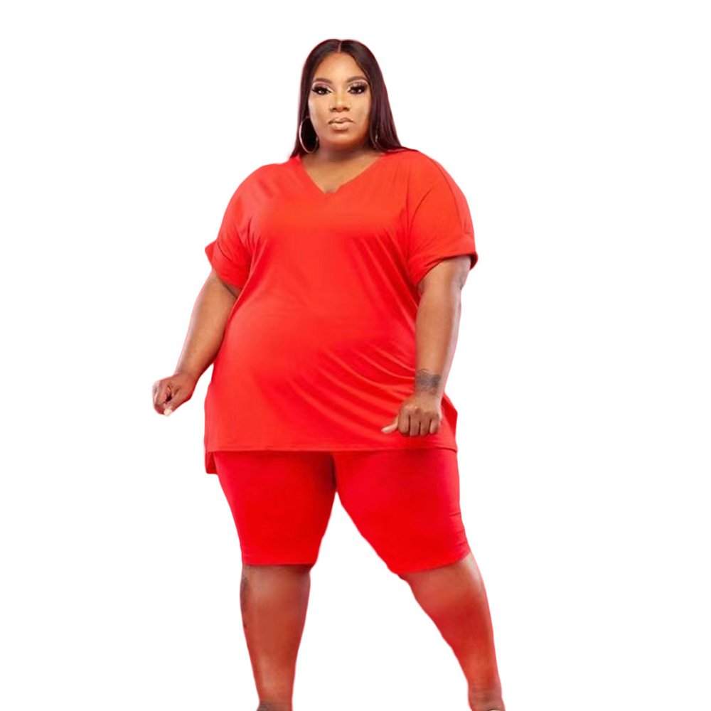 2023 New women plus size jumpsuits L-5XL two pieces set women clothing plus size women's shorts t-shirts